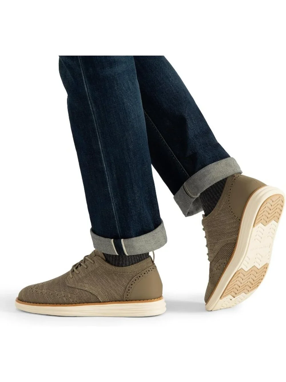 Men's Khaki Knit Mesh Dress Sneakers Lace Up Casual Walking Oxford Shoes